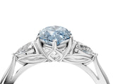 White gold Three-Stone Fancy Blue Marquise Cut Diamond Ring with Pear  Side Stones in Four-Prong Setting_16