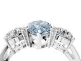 White gold Three-Stone Fancy Blue Marquise Cut Diamond Ring with Round Side Stones, Classic Band, and Four-Prong Setting_52