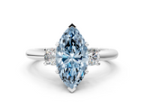 White gold Three-Stone Fancy Blue Marquise  Cut Diamond Solitaire with Prong Setting and Classic Band_25