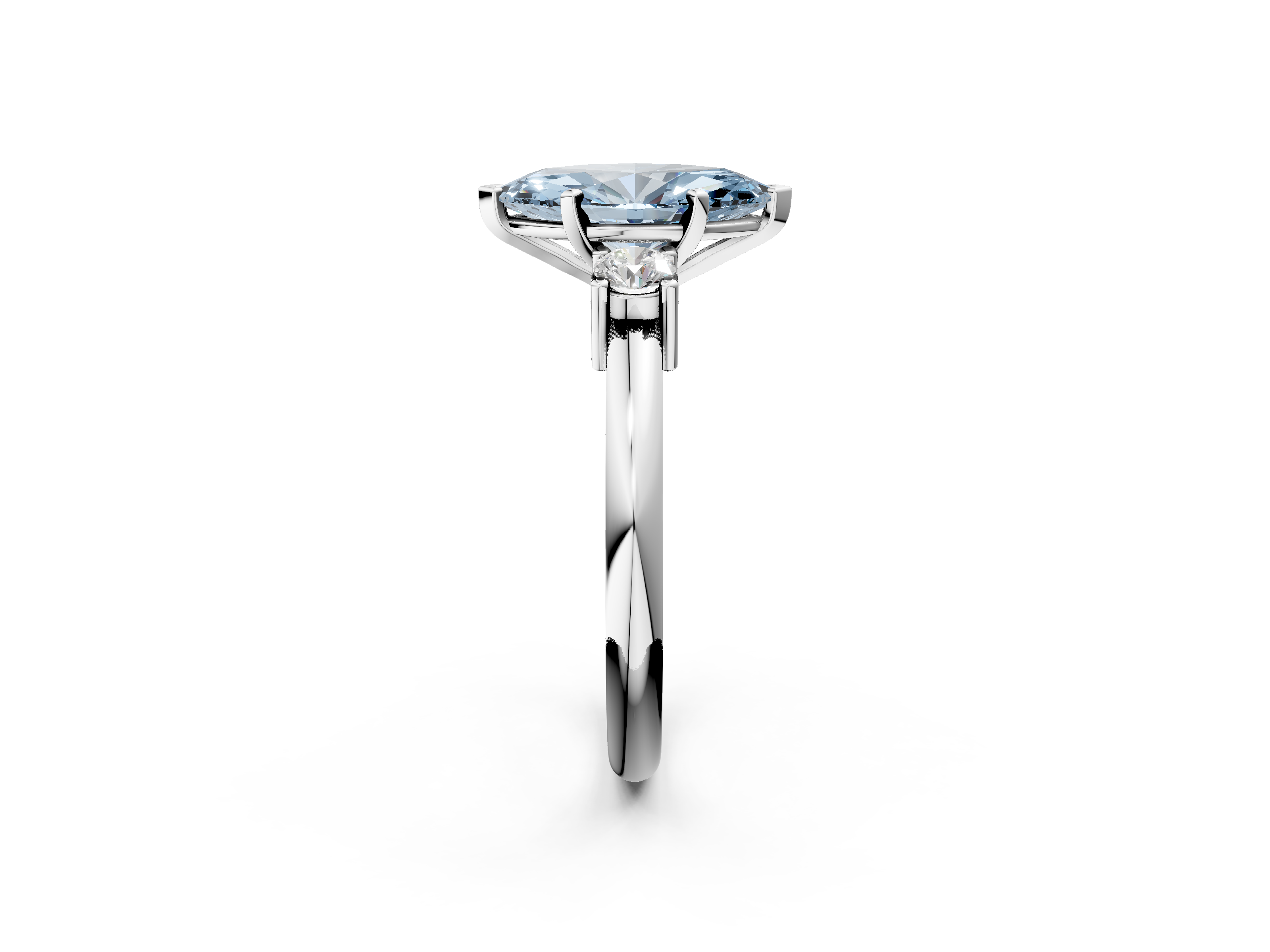 White gold Three-Stone Fancy Blue Marquise  Cut Diamond Solitaire with Prong Setting and Classic Band_26