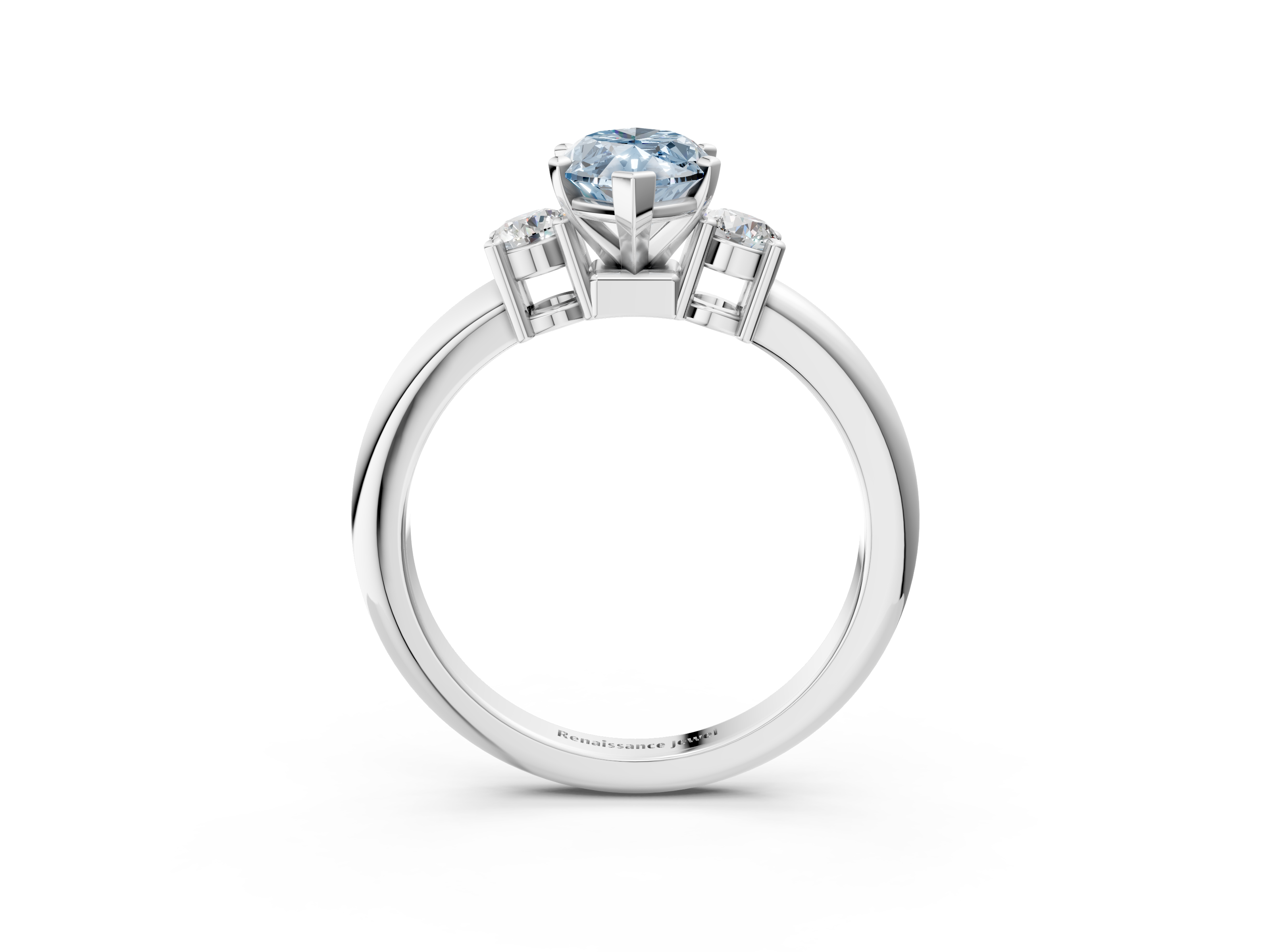 White gold Three-Stone Fancy Blue Marquise  Cut Diamond Solitaire with Prong Setting and Classic Band_28