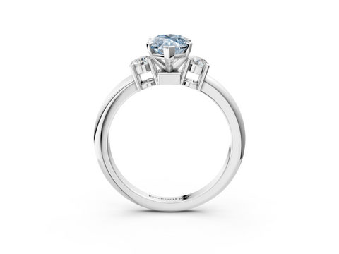 White gold Three-Stone Fancy Blue Marquise  Cut Diamond Solitaire with Prong Setting and Classic Band_28