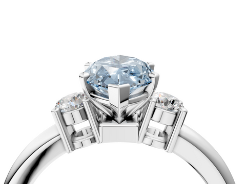White gold Three-Stone Fancy Blue Marquise  Cut Diamond Solitaire with Prong Setting and Classic Band_29