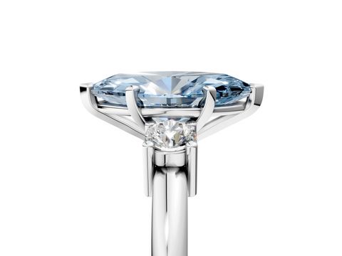 White gold Three-Stone Fancy Blue Marquise  Cut Diamond Solitaire with Prong Setting and Classic Band_30