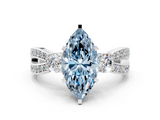 White gold Three-Stone Fancy Blue Marquise  Cut Diamond Twist Band with Prong Setting_50