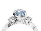 White gold Three-Stone Fancy Blue Marquise  Cut Diamond Twist Band with Prong Setting_54