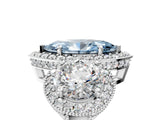 White gold Three-Stone Fancy Blue Marquise Cut Halo Diamond Milgrain Band with Four-Prong Setting_5