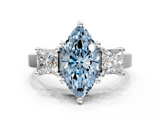 White gold Three-Stone Fancy Blue Marquise  Cut Solitaire Ring with Prong Setting_3