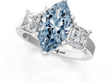 White gold Three-Stone Fancy Blue Marquise  Cut Solitaire Ring with Prong Setting_4