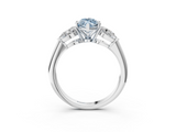 White gold Three-Stone Fancy Blue Marquise  Diamond Ring with Pear Side Stones in Four-Prong Setting_43