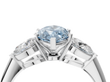 White gold Three-Stone Fancy Blue Marquise  Diamond Ring with Pear Side Stones in Four-Prong Setting_44