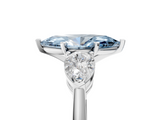 White gold Three-Stone Fancy Blue Marquise  Diamond Ring with Pear Side Stones in Four-Prong Setting_47