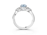 White gold Three-Stone Fancy Blue Oval Cut Brilliant Diamond Solitaire Ring with Tapered Band and Four-Prong Setting_34