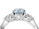 White gold Three-Stone Fancy Blue Oval Cut Brilliant Diamond Solitaire Ring with Tapered Band and Four-Prong Setting_35