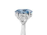 White gold Three-Stone Fancy Blue Oval Cut Brilliant Diamond Solitaire Ring with Tapered Band and Four-Prong Setting_36