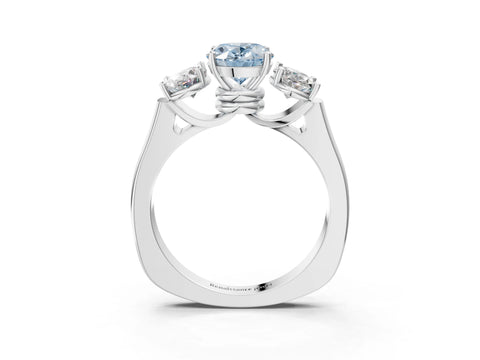 White gold Three-Stone Fancy Blue Oval Cut Brilliant Diamond Trellis Ring with Comfort Fit Band_15