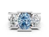 White gold Three Stone Fancy Blue Oval Cut Cut Channel Set Diamond Ring_36