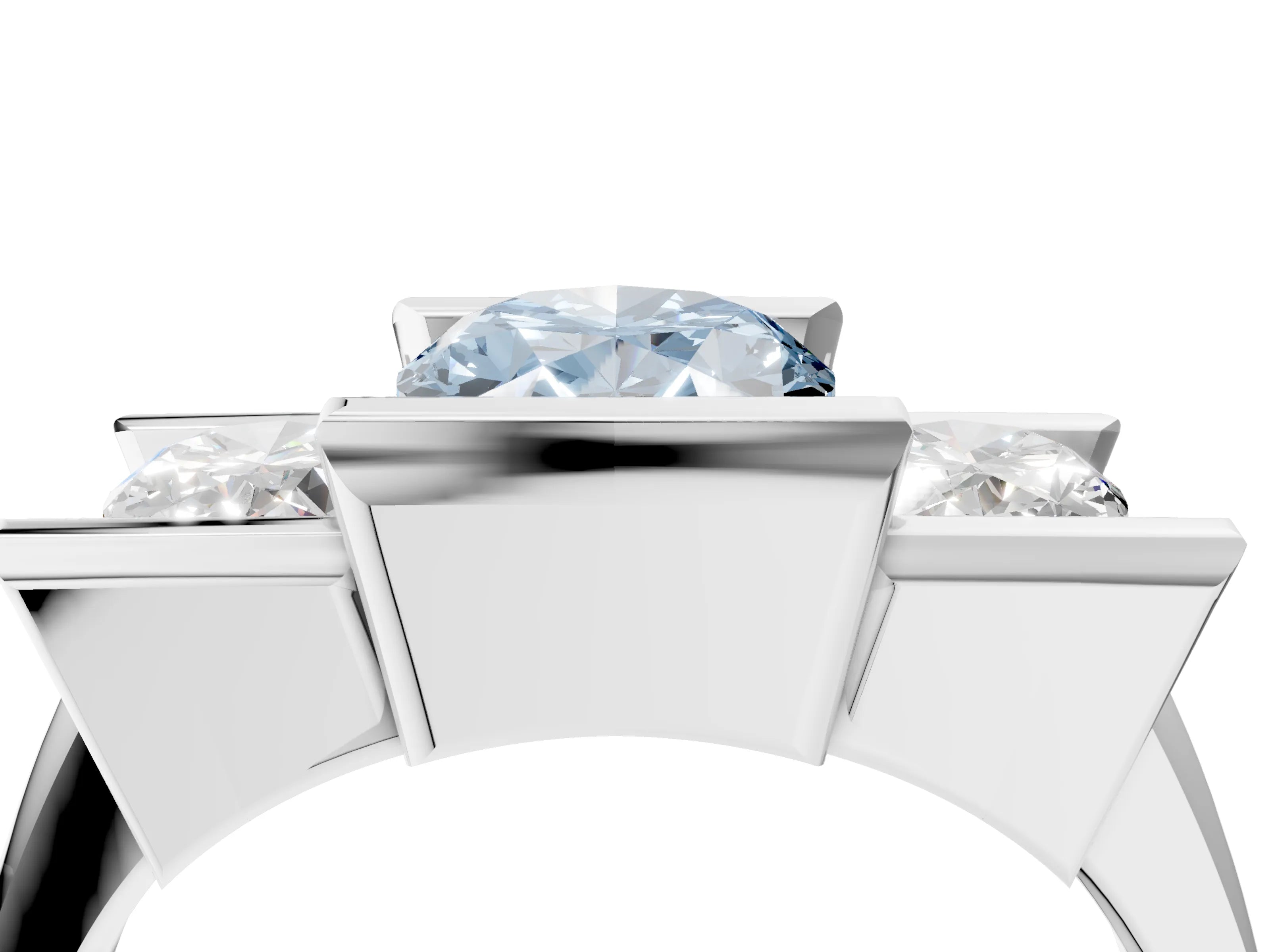 White gold Three Stone Fancy Blue Oval Cut Cut Channel Set Diamond Ring_40