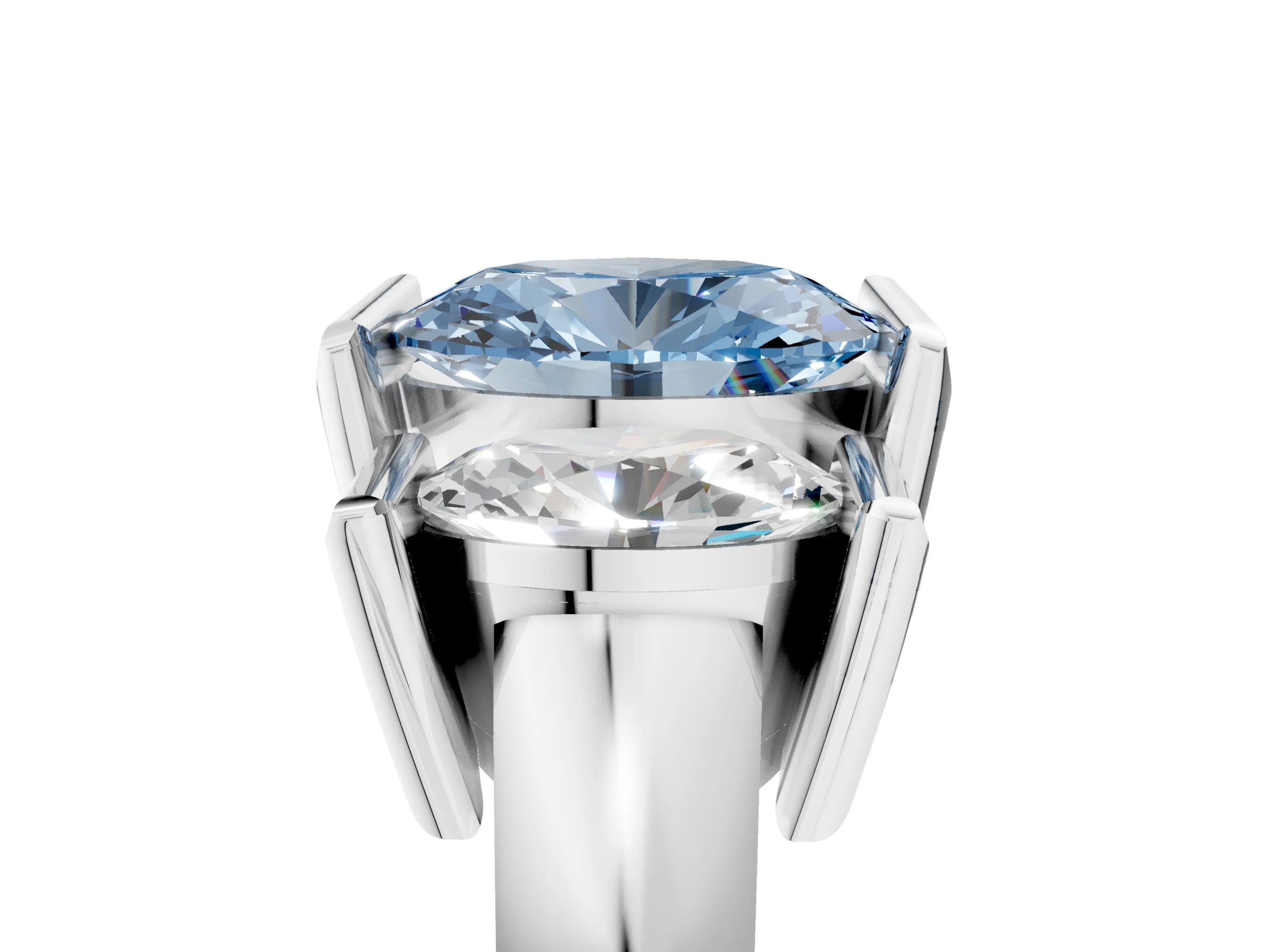 White gold Three Stone Fancy Blue Oval Cut Cut Channel Set Diamond Ring_41