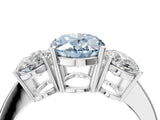 White gold Three-Stone Fancy Blue Oval Cut Cut Diamond Engagement Ring with Flat Band and Four-Prong Setting_16