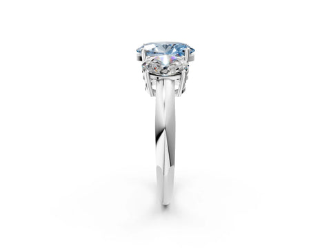 White gold Three-Stone Fancy Blue Oval Cut Cut Diamond Engagement Ring with Prong Setting on a White Gold Band_14