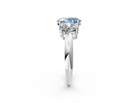 White gold Three-Stone Fancy Blue Oval Cut Cut Diamond Engagement Ring with Prong Setting on a White Gold Band_14