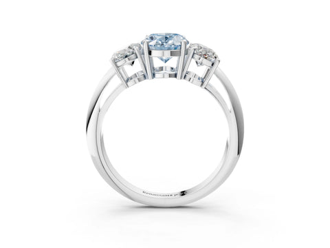 White gold Three-Stone Fancy Blue Oval Cut Cut Diamond Engagement Ring with Prong Setting on a White Gold Band_15