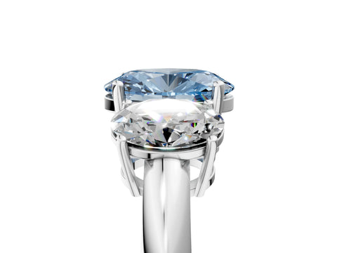 White gold Three-Stone Fancy Blue Oval Cut Cut Diamond Engagement Ring with Prong Setting on a White Gold Band_17