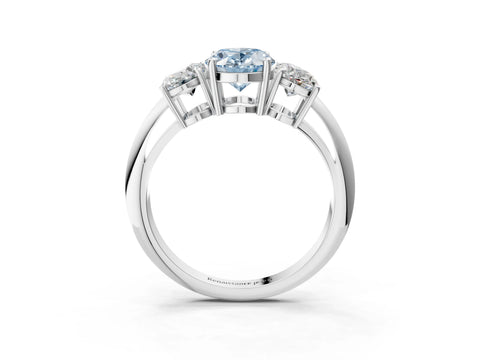 White gold Three-Stone Fancy Blue Oval Cut Cut Diamond Engagement Ring with Prong Setting on a White Gold Band_39
