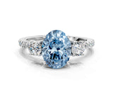 White gold Three-Stone Fancy Blue Oval Cut Cut Diamond Pavé Band with Prong Setting_33