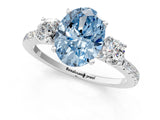 White gold Three-Stone Fancy Blue Oval Cut Cut Diamond Pavé Band with Prong Setting_34