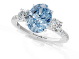 White gold Three-Stone Fancy Blue Oval Cut Cut Diamond Pavé Band with Prong Setting_51