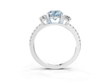White gold Three-Stone Fancy Blue Oval Cut Cut Diamond Pavé Band with Prong Setting_53