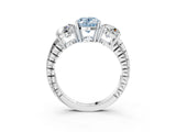 White gold Three-Stone Fancy Blue Oval Cut Cut Diamond Ring with Channel-Set Band and Prong Setting_3