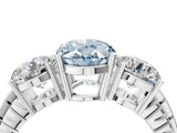 White gold Three-Stone Fancy Blue Oval Cut Cut Diamond Ring with Channel-Set Band and Prong Setting_4
