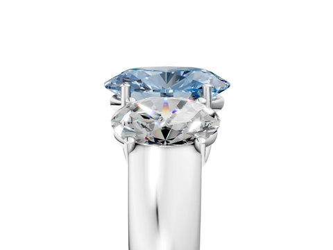 White gold Three-Stone Fancy Blue Oval Cut Cut Diamond Ring with Prong Setting and Classic Band_5
