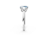 White gold Three-Stone Fancy Blue Oval Cut Cut Diamond Ring with Trillion Side Stones and Four-Prong Setting_13