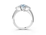 White gold Three-Stone Fancy Blue Oval Cut Cut Diamond Ring with Trillion Side Stones and Four-Prong Setting_14
