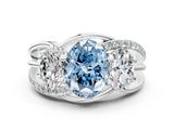 White gold Three-Stone Fancy Blue Oval Cut Cut Diamond Split Shank Prong Set Ring_12