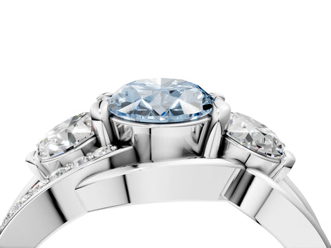 White gold Three-Stone Fancy Blue Oval Cut Cut Diamond Split Shank Prong Set Ring_16
