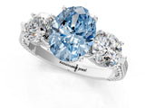 White gold Three-Stone Fancy Blue Oval Cut Cut Milgrain Band Prong Setting Ring_1