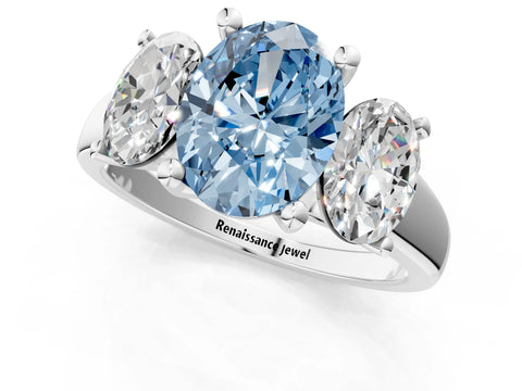 White gold Three-Stone Fancy Blue Oval Cut Cut Solitaire Ring with Classic Prong Setting_13
