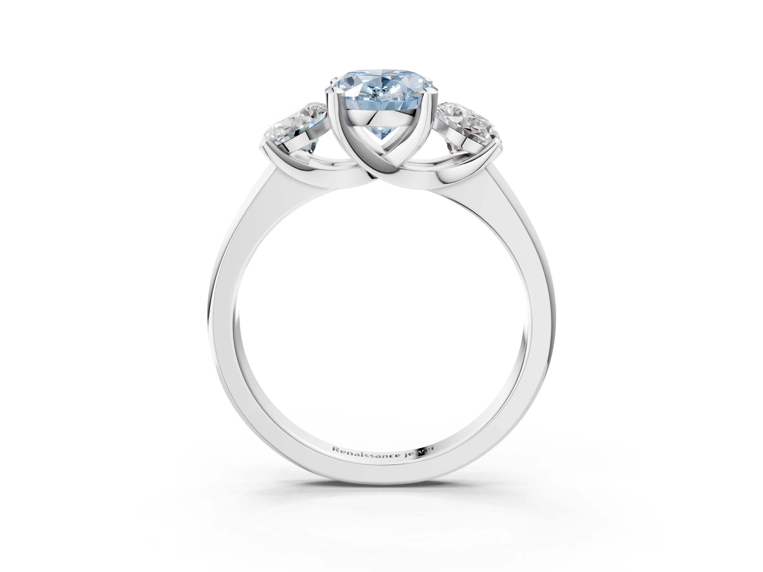 White gold Three-Stone Fancy Blue Oval Cut Cut Solitaire Ring with Classic Prong Setting_15
