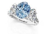 White gold Three-Stone Fancy Blue Oval Cut Diamond Braided Band Ring with Four-Prong Setting_21