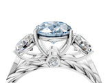 White gold Three-Stone Fancy Blue Oval Cut Diamond Braided Band Ring with Four-Prong Setting_24