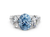 White gold Three-Stone Fancy Blue Oval Cut Diamond Braided Band Ring with Four-Prong Setting_40