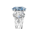 White gold Three-Stone Fancy Blue Oval Cut Diamond Braided Band Ring with Four-Prong Setting_45