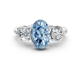 White gold Three-Stone Fancy Blue Oval Cut Diamond Channel Set Engagement Ring with Prong Setting_12