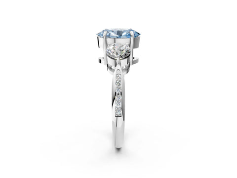 White gold Three-Stone Fancy Blue Oval Cut Diamond Channel Set Engagement Ring with Prong Setting_14