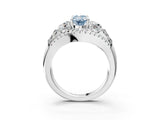 White gold Three-Stone Fancy Blue Oval Cut Diamond Engagement Ring with Pave Band and Prong Setting_15